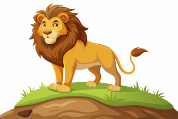 illustrate lion standing on hill isolated vector art