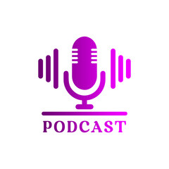 Podcast concept vector icon set. Sound wave equalizer symbol. Microphone, voice, recording logo