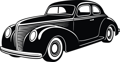 hotrod classic car vector graphic. american vintage hot rods car silhouette vector