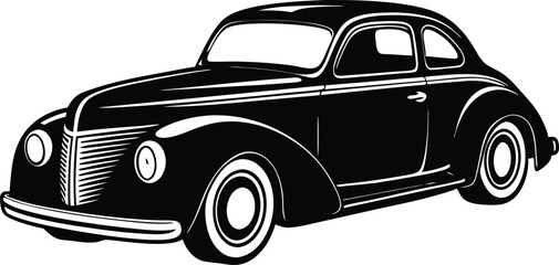 hotrod classic car vector graphic. american vintage hot rods car silhouette vector