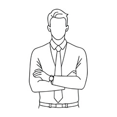 a man line art , white background,
