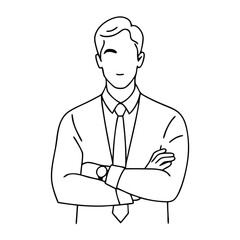 a man line art , white background,