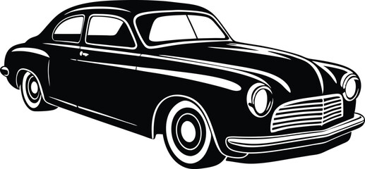 hotrod classic car vector graphic. american vintage hot rods car silhouette vector