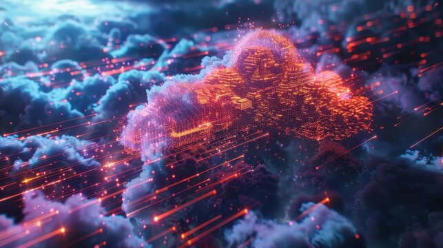 Cloud Storage Concept With Abstract Representation of Data Flow. Generative AI