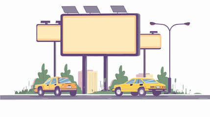 Naklejka premium Advertising billboard with text space In a lightly wooded urban area. Advertising and marketing blank mockup with text space resizable vector on a white background 