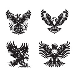 hawk silhouette set , hawk silhouette set png ,hawk head silhouette set images

