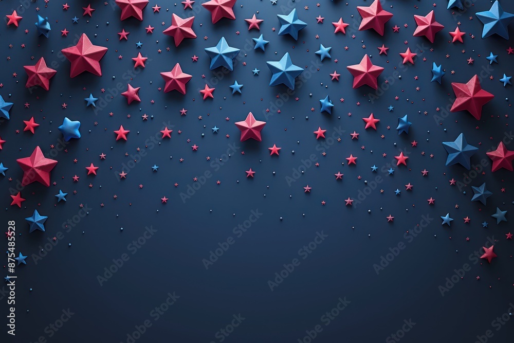 Wall mural usa july 4th celebration banner with red and blue stars