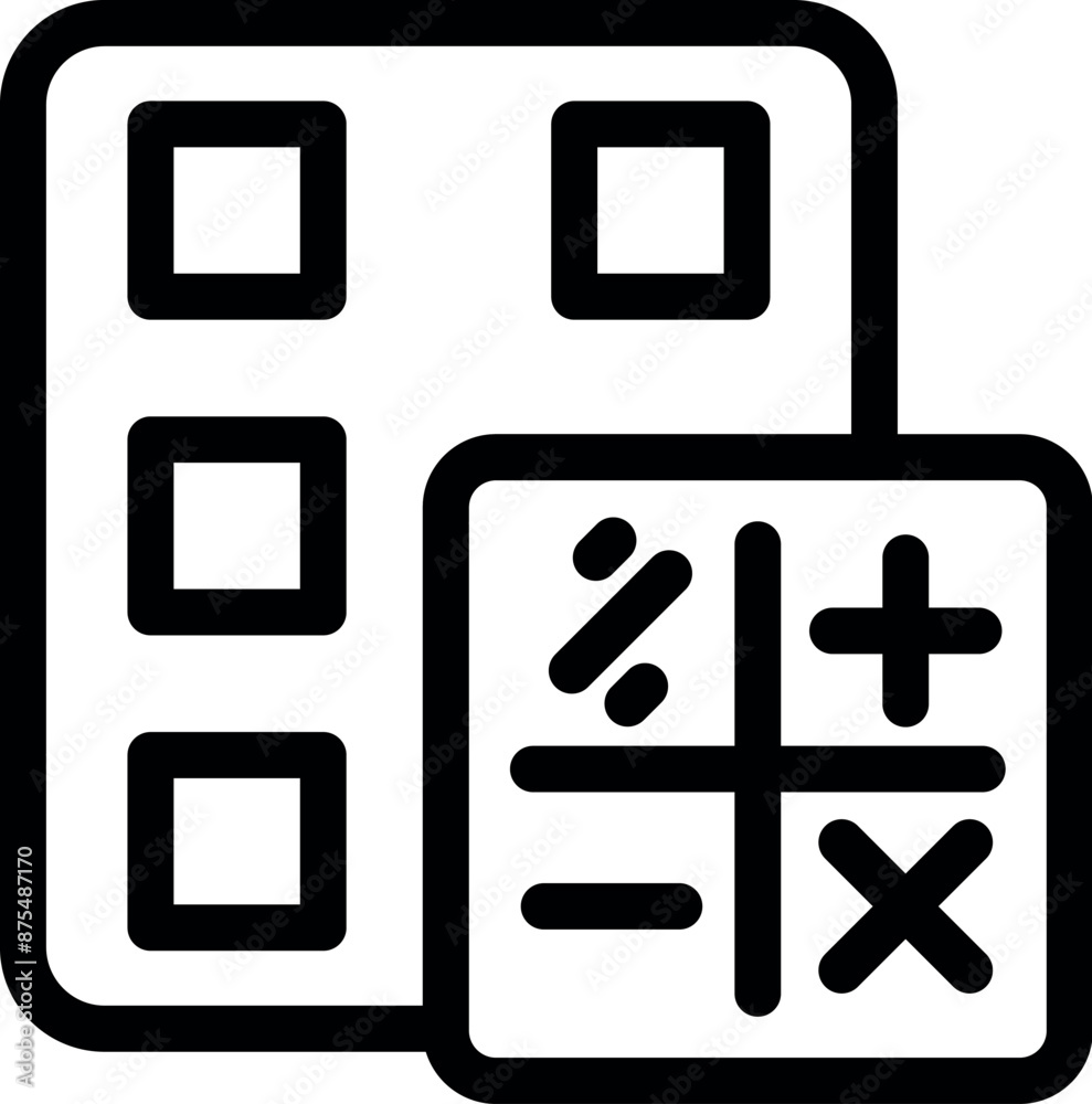 Poster simple calculator icon with basic mathematical operations, perfect for representing calculation or m