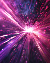 Fototapeta premium Cosmic Burst: Hyperspace Light Explosion in Pink and Purple