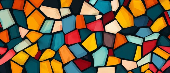 A colorful mosaic pattern with a black background