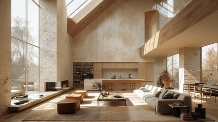 The rendering of a new modern Scandinavian loft apartment.