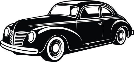 Silhouette american hotrod car vector, Vintage classic car vector graphic

