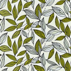 Hand-Drawn Blue-Grey Leaf Background