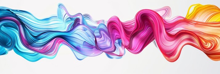 Fototapeta premium A close-up shot of a vibrant, abstract, multicolored paint swirl on a plain white background