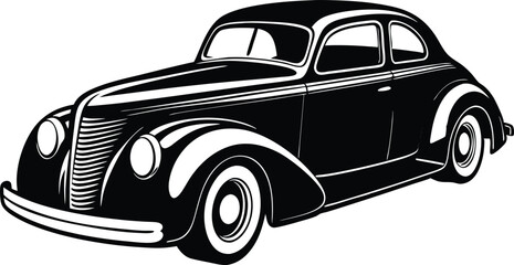 Silhouette american hotrod car vector, Vintage classic car vector graphic

