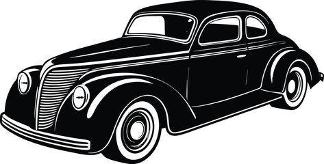 Silhouette american hotrod car vector, Vintage classic car vector graphic


