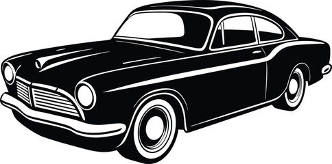 Silhouette american hotrod car vector, Vintage classic car vector graphic

