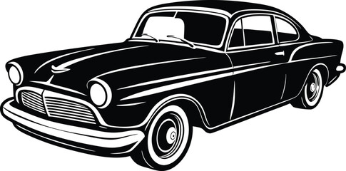 Silhouette american hotrod car vector, Vintage classic car vector graphic

