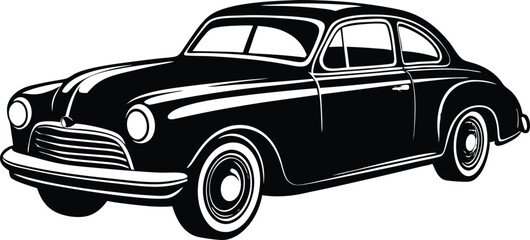 Silhouette american hotrod car vector, Vintage classic car vector graphic

