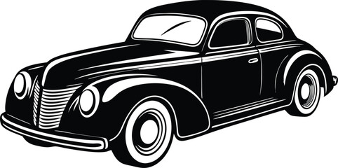 Silhouette vintage car vector, old car vector graphic.	