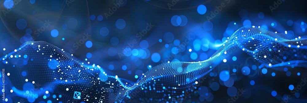Poster abstract blue digital wave with light patterns