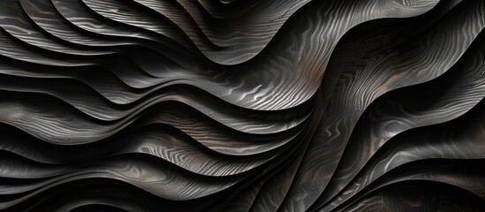 Fototapeta premium Close-Up of Wavy Black Wooden Abstract Background With Intricate Textures