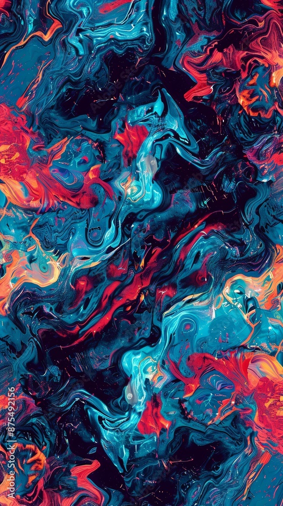 Poster Seamless Abstract Background With Vibrant Blue And Red Digital Noise Patterns