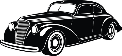 Silhouette vintage car vector, old car vector graphic.	