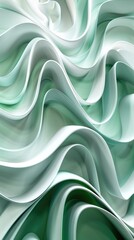 Abstract Minimalistic Background with Seamless Patterns in Light Green and Black Featuring Curvaceous Forms Evoking Movement