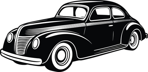 Silhouette vintage car vector, old car vector graphic.	