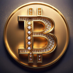 3d golden bitcoin sign