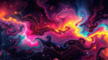 Fototapeta premium Abstract Cosmic Swirls of Pink, Yellow, and Blue. Generative AI