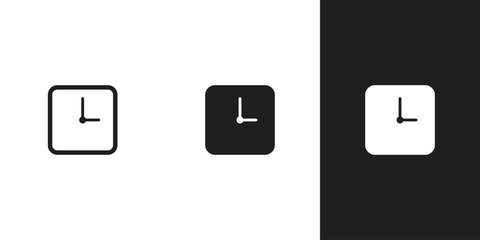 Simple square clock icon in 3 form.