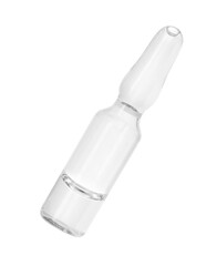 Glass ampoule with liquid isolated on white