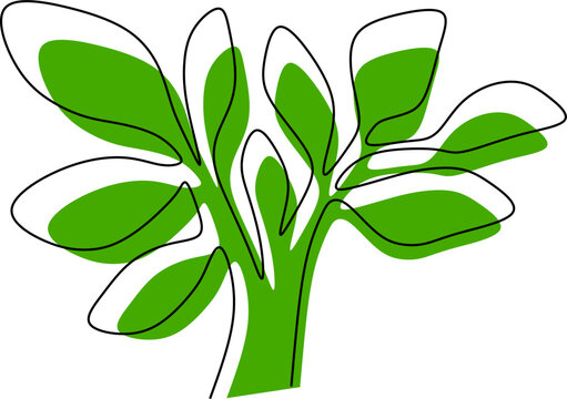recommend clip art: Illustration of a tree with a black outline and green splash.