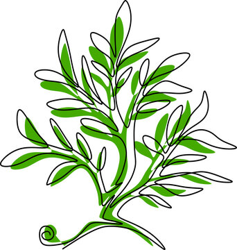 recommend clip art: Illustration of a tree with a black outline and green splash.