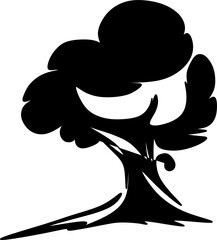 Silhouette of tree illustration in black and white
