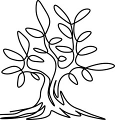 Obraz premium One-line art one continues line art. an illustration of trees isolated on white.