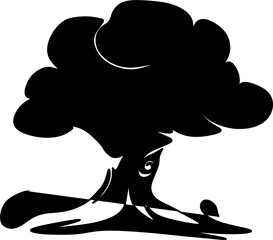 Silhouette of tree illustration in black and white