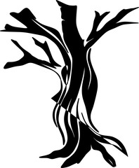 Silhouette of tree illustration in black and white