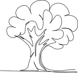 One-line art one continues line art. an illustration of trees isolated on white.