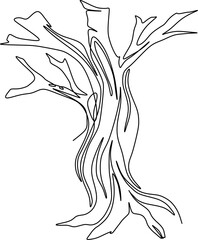 One-line art one continues line art. an illustration of trees isolated on white.