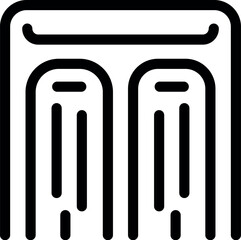 Simple black and white line art of a heater, providing warmth and comfort during cold seasons