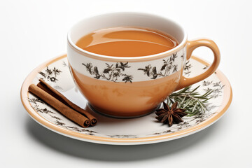 Floral Teacup with Herbal Tea and Lemons