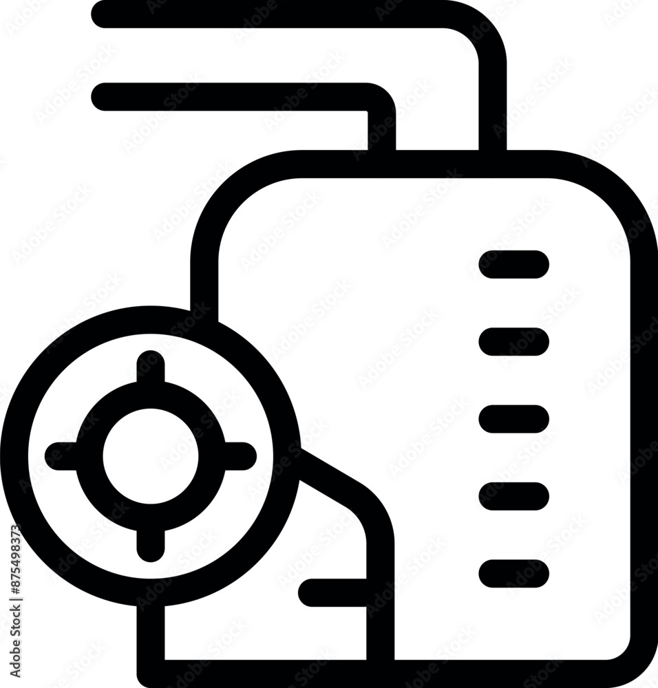 Poster simple icon of a data center server rack with a target on it, representing targeted storage solution