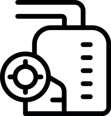 Simple icon of a data center server rack with a target on it, representing targeted storage solutions