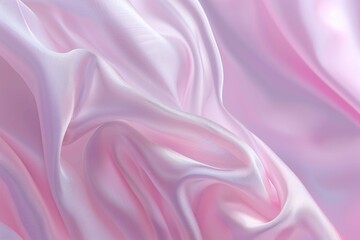 Fototapeta premium Beautiful pink and white gradient silk satin fabric with wavy folds