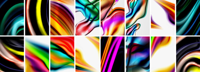 Collection of abstract background with waves, colorful shapes and 3d shadow effect. Vector Illustration For Wallpaper, Banner, Background, Card, Book Illustration, landing page