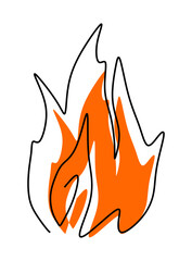  Illustration of a fire with a black outline and orange splash.