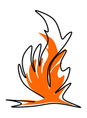  Illustration of a fire with a black outline and orange splash.